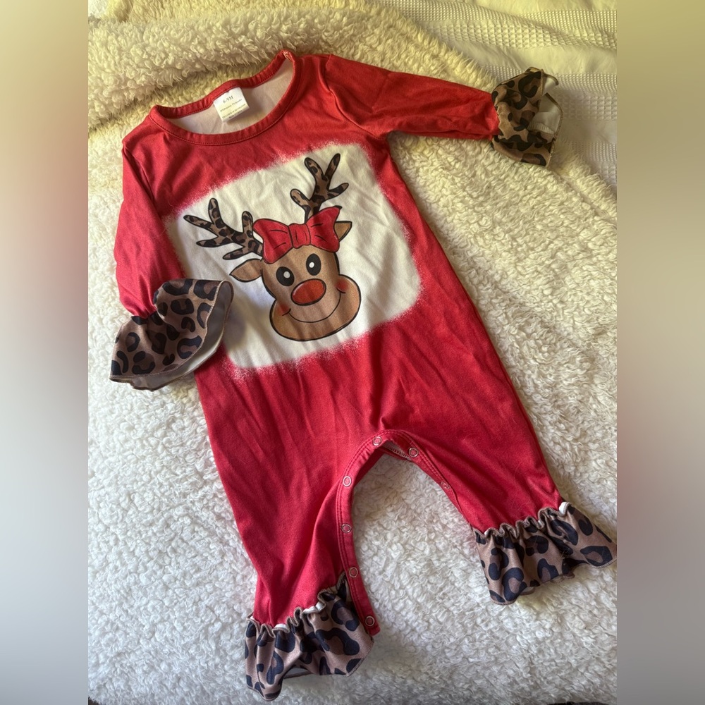 Red Reindeer Kids One Piece